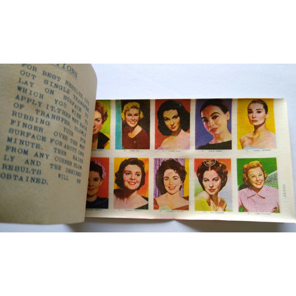 1950s Transfer Picture Book Decal James Dean John Wayne Rock Hudson Gable Curtis - Picture 1 of 11